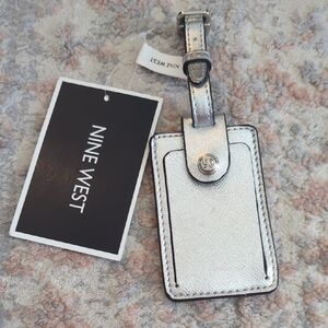 Nine West Metallic Silver Luggage Tag